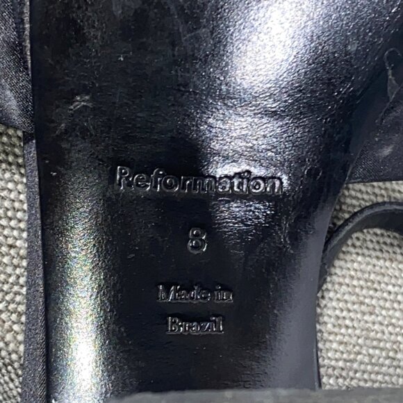 Reformation Maize Satin Platform Sandals block heeled shoes Ineutral Black 8 - Picture 12 of 12